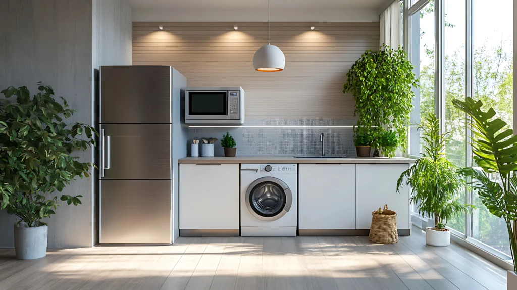 modern black coffee machine stylish kitchen with cup sleek home appliance closeup